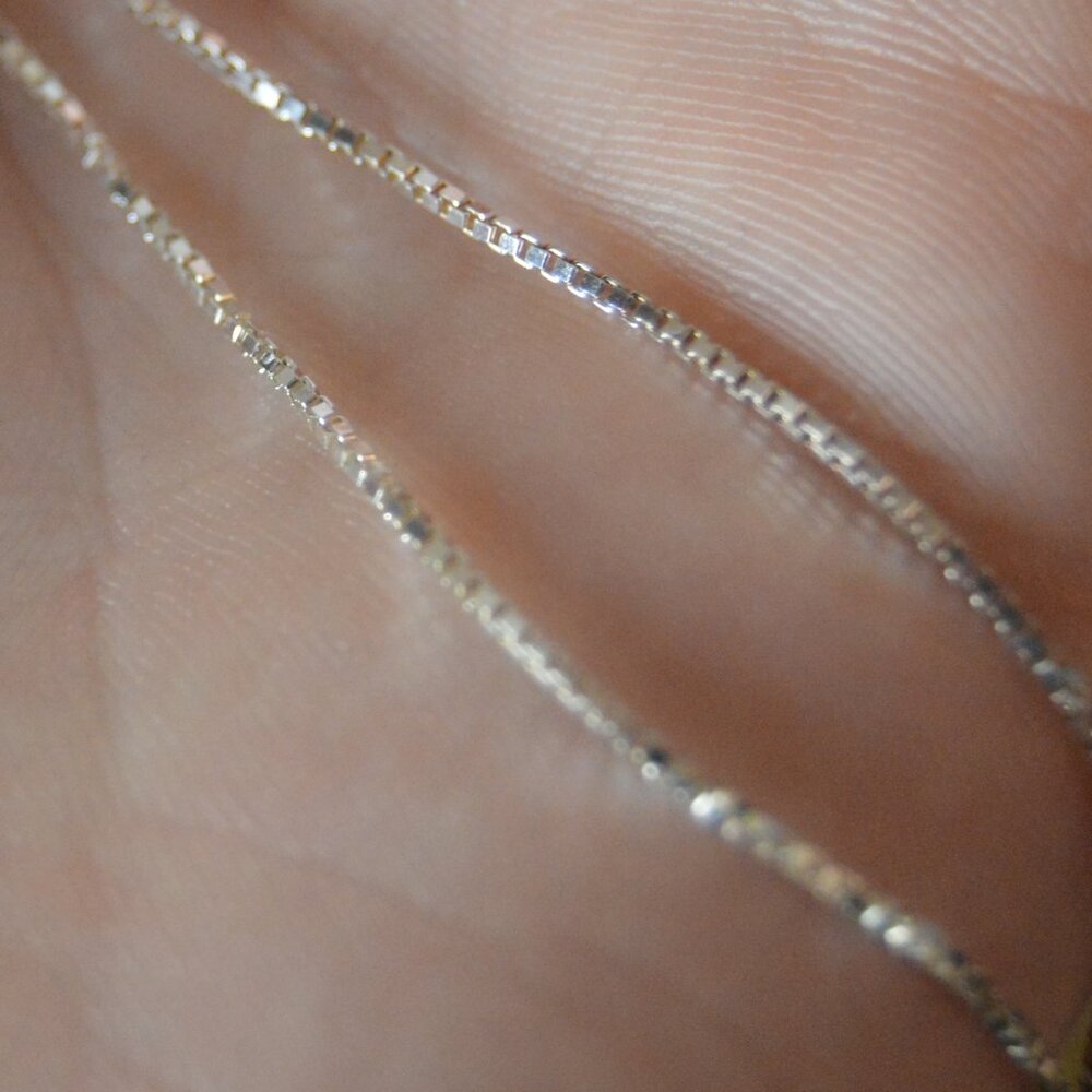 Italian sterling silver thin box chain necklace, 24" - Picture 2 of 5